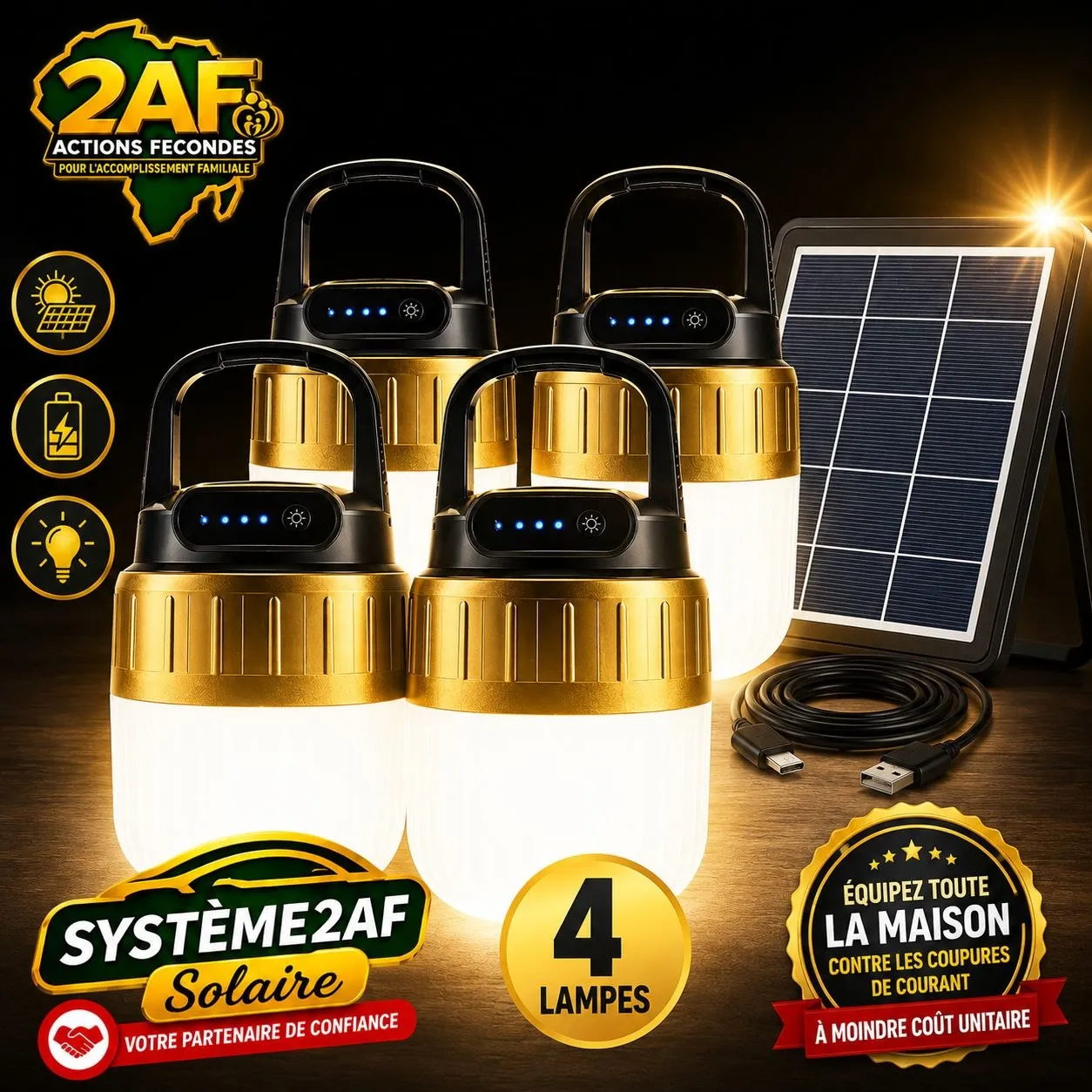Lot de 4 Lampes Solaires LED